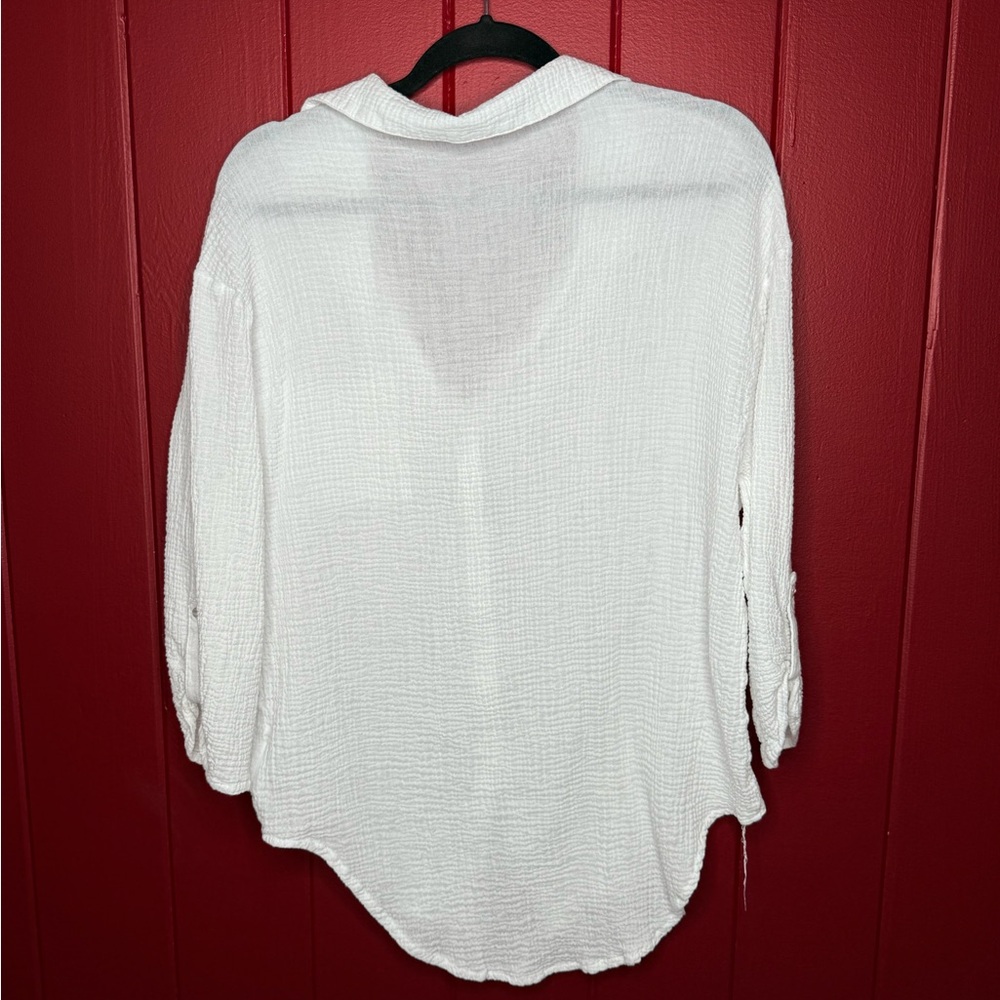 Tahiti White Textured Button-Up Shirt Women’s XL - Picture 7 of 8